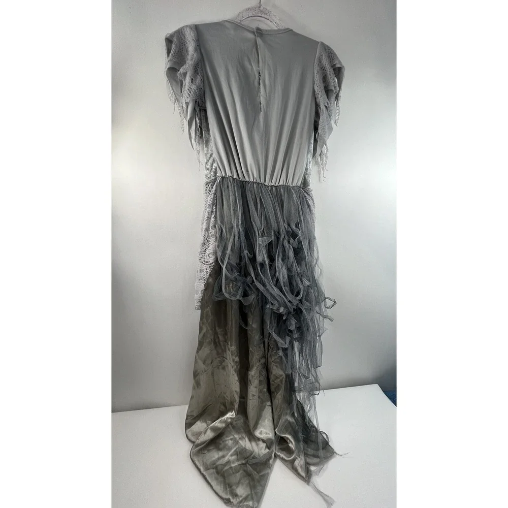 Spirit Halloween Costume Child XL (14-16) Silver‎ Zombie Bride Faux Blood Stains